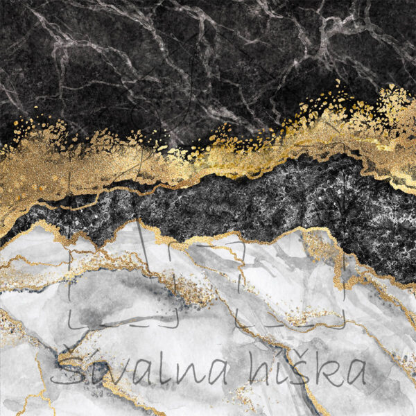UMETNO USNJE - PANELA, Black-white marble with gold lines 1 Black white marble with gold lines Sivalna hiska